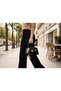 Shiny Black Women's Mini Clutch Bag with Gold Lock Detail, Zip Detail, Scarf Accessory, and Crisscross Straps by CANED - 5