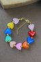 Handmade Multi-Colored Heart Beaded Bracelet with Gold Detail - 2