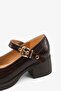 Masser Women's Daily Heeled Shoes - Brown Crocodile - 4