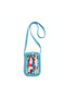 Handmade Crochet Crossbody Phone Bag - light blue - Fashion leather Print - 2