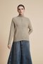 Plain Sweater with High Neck, Long Sleeves and Button Front - 4