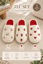 3-Piece Cherry - Strawberry - Heart Embroidered Plush Closed Toe 3 cm Sole Home Slipper Set