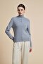 Plain Sweater with High Neck, Long Sleeves and Button Front - 4