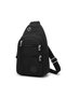 Women's Black Parachute Fabric Crossbody Bag with 5 Zippered Compartments, 20x29 cm CANEDR08 - 2