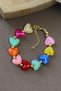 Handmade Multi-Colored Heart Beaded Bracelet with Gold Detail