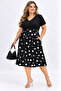 Plus Size V-Neck Polka Dot Belted Pocket Short Sleeve Women's Dress