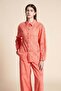 Longline Patterned Openwork Shirt with Long Sleeves