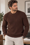 Men's Ecru Knitwear Sweater Crew Neck Knitted Patterned Long Sleeve Winter Sweater - 2