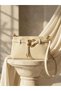 Cream-Textured Multi-Purpose Women's Shoulder Bag and Crisscross Straps CANEDR08 - 3