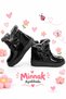 Girl's Black Winter Boots with Furry Glitter Bow Detail - 3