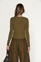 Nerano Women's Lace Front Buttoned Long Sleeve Khaki Blouse - 5