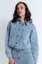 Denim Long Jacket with Long Sleeves - 5