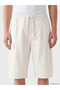 Xside Ecru Elastic Waist Men's Cargo Shorts - 3