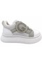 Girls' Silvery and Stone-Faced Velcro Strap Sneakers - 4