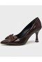 Women's patent leather pointed-toe heels with a large bow detail - 2