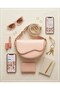 Soft Pink Soft Leather Single-Compartment Women's Shoulder Bag with Gold Details, 23X15 Cm, Canedr08. - 3