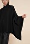 Plain Poncho with Long Sleeves and Button Front - 4