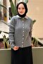 Knitwear Cardigan with Pearl Embellished Collar and Pearl Buttons
