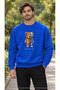 Men's Semi-Plush Semi-Robot Bear Printed Crew Neck Casual Regular Fit Sweatshirt