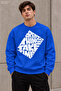 Men's Black Geometric Lettering Printed Crew Neck Casual Regular Fit Sweatshirt