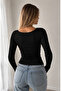 Women's Square Neck Twill Long Sleeve Blouse - 2