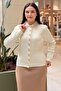Knitwear Cardigan with Pearl Embellished Collar and Pearl Buttons