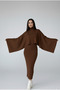 Women's High-Necked Dress with Shawl, Bat Model Long Knitwear Dress - 3