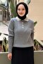 Pearl Embroidered Collar Knitted Patterned Knitwear Tunic - 2