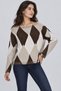 Women's Diamond Patterned Boat Neck Knit Sweater - 2