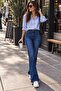 Women's High Waist Spanish Flare Stretch Denim Jean Pants - 2