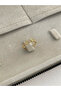Special Series Zircon Stone Row Mini Clover Design Adjustable Gold Ring - 5