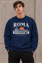 Men's Roma Italia Written and Printed Crew Neck Casual Regular Fit Sweatshirt