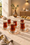 Hisar 12 Piece Tea Set Gold Gilded Fluted Glass Tea Cup Set - 5