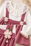 Baby Girl Dress Set Lace Collar Floral Detailed Suspender Skirt Dress Long Sleeve 6 9 12 18 24 Months - 7