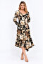Women's Plus Size, Black, Asymmetrical Hemline, Long Sleeve Viscose Dress 65N39633 - 3