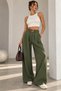 Women's High Waist Belted Pleated Detailed Palazzo Trousers Lnc34 - 4