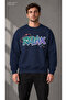 Men's Retro Planetary Ring and Relax Printed Crew Neck Casual Regular Fit Sweatshirt