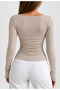 Women's Slim Fit Square Neck Long Sleeve Ribbed Blouse Ultra Soft - 2