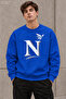 Men's Black Golden Yellow N Letter Typography Printed Crew Neck Casual Regular Fit Sweatshirt