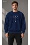 Men's Low Battery Icon and 1% Life Text Printed Crew Neck Casual Regular Fit Sweatshirt