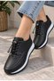 Black Skin Stretch Women's Stylish Daily Comfortable Orthopedic Pu Leather Non-Slip Sole Ballerina Shoes S Black Skin - 3