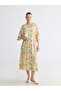 Nevavm Double-Breasted Collar Patterned Dress with a Difference - 4