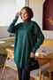 Emerald Green Floral Embroidered Cold Yarn Knitwear Tunic - 4