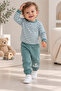 Baby Boy 3 Piece Set Inflatable Vest, King Printed Sweatshirt and Sweatpants for Winter - 4