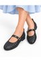 Knitted Patterned Straw-Look Buckle Strap Blunt Toe Mary Jane Ballerina Ballet Casual Comfortable Non-Slip Sole Shoes - 3