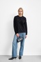 Black Crew Neck Patterned Angora Soft Knit Sweater - 2