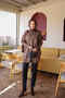 Dark Mink Floral Embroidered Cold Yarn Knitwear Tunic - 2
