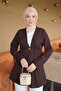 Brown Sleeve Layered Single Button Dabıl Crep Jacket