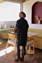 Black Cold Yarn Knitwear Tunic with Cufflinks - 5