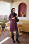Plum Buttoned Cold Yarn Knitwear Cardigan - 2